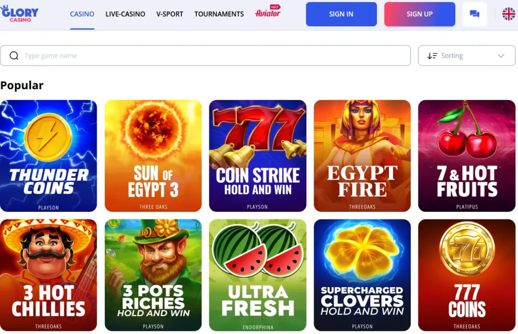 glory casino online